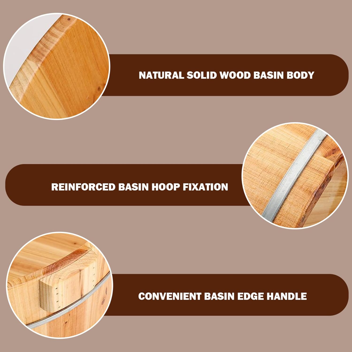 Wooden Foot Bath Bowl Pedicure Spa Soak Tub Massage Basin
