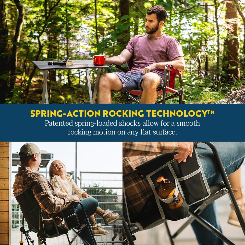 XL Folding Rocking Camping Chair 181KG Blue