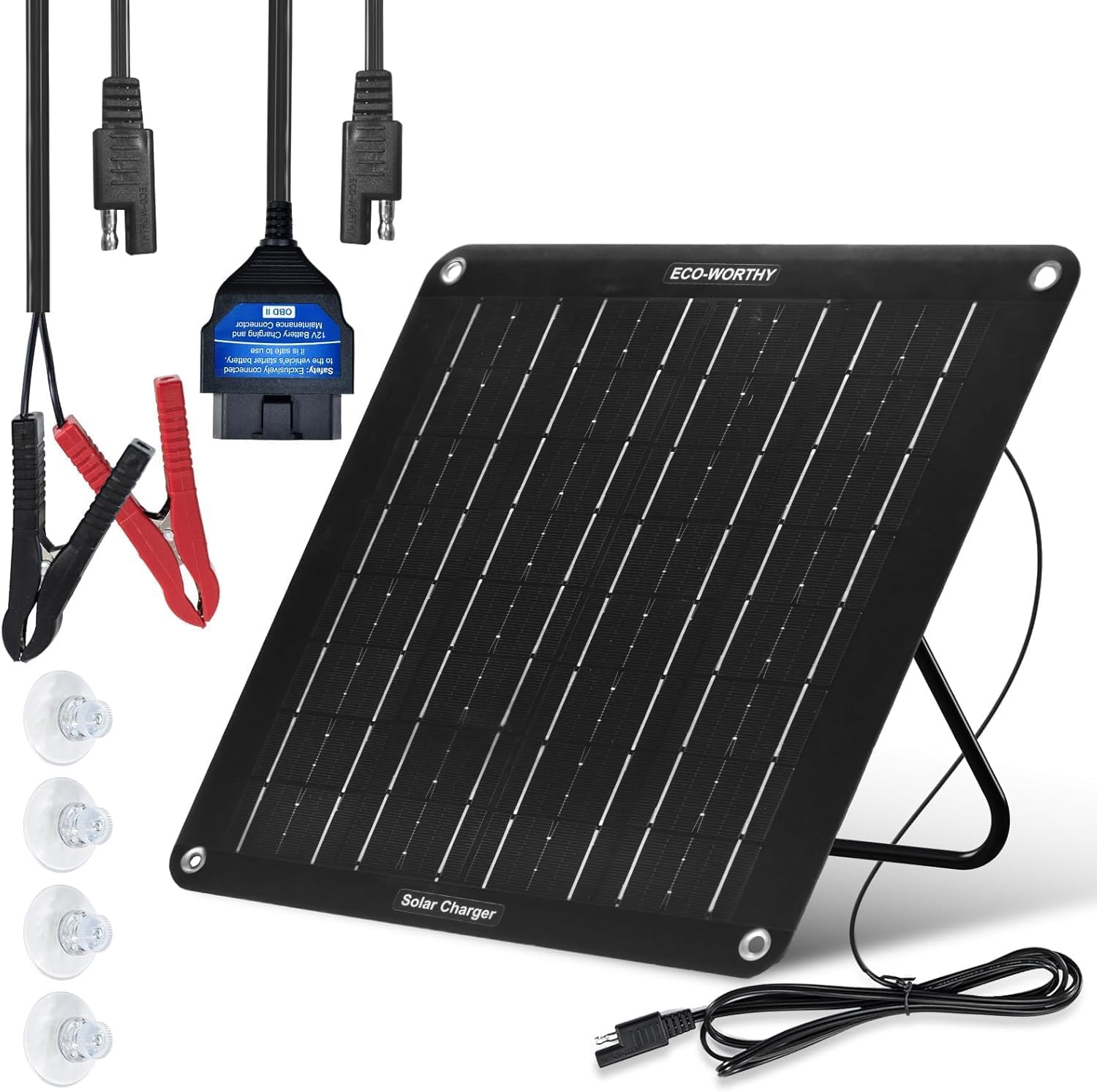 10W Solar Battery Charger OBD2 Trickle Maintainer 12V Car