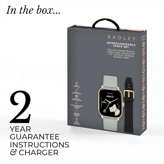 Womens Smart Watch Set Black Silicone Leather Strap