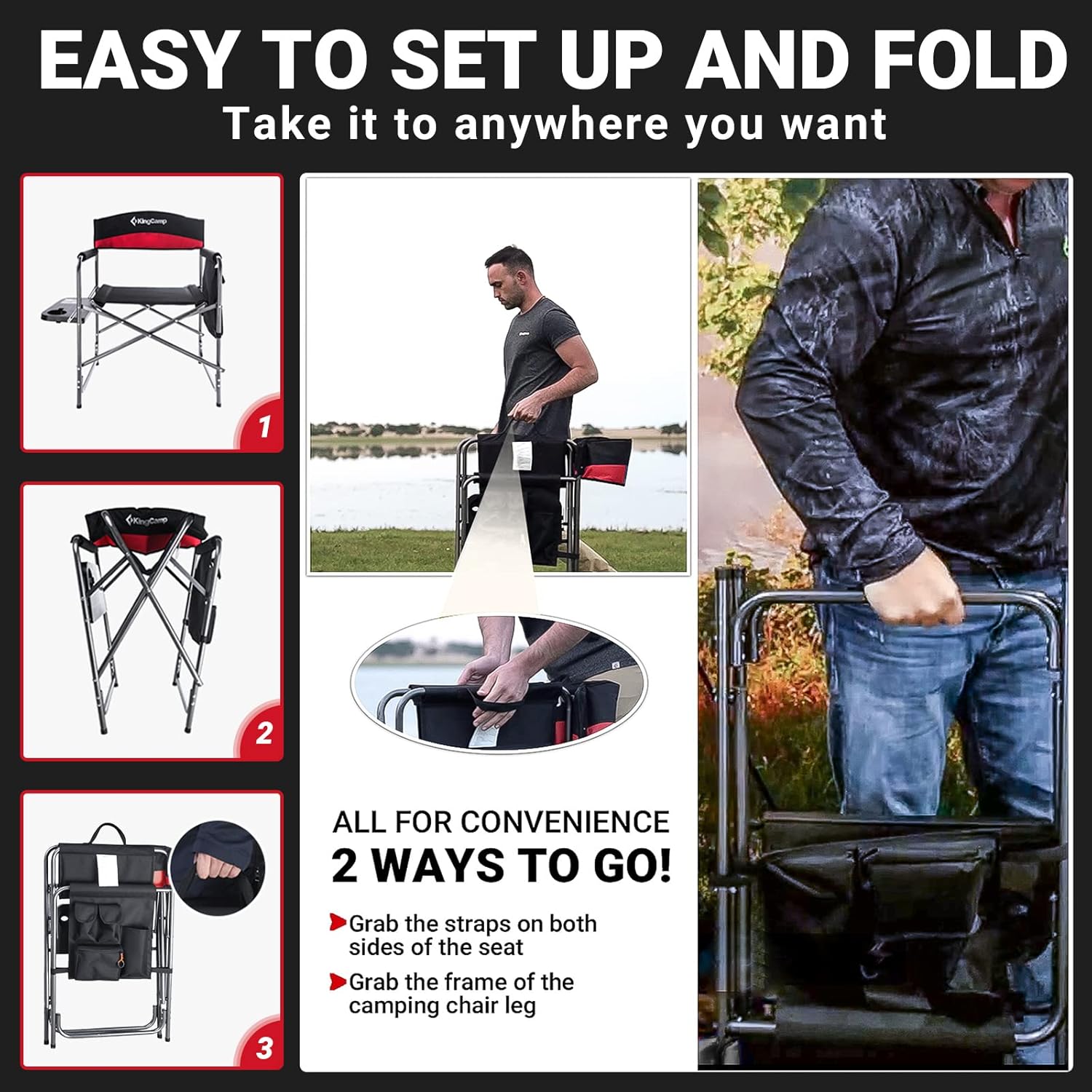 Oversized Directors Camping Chair Foldable Red