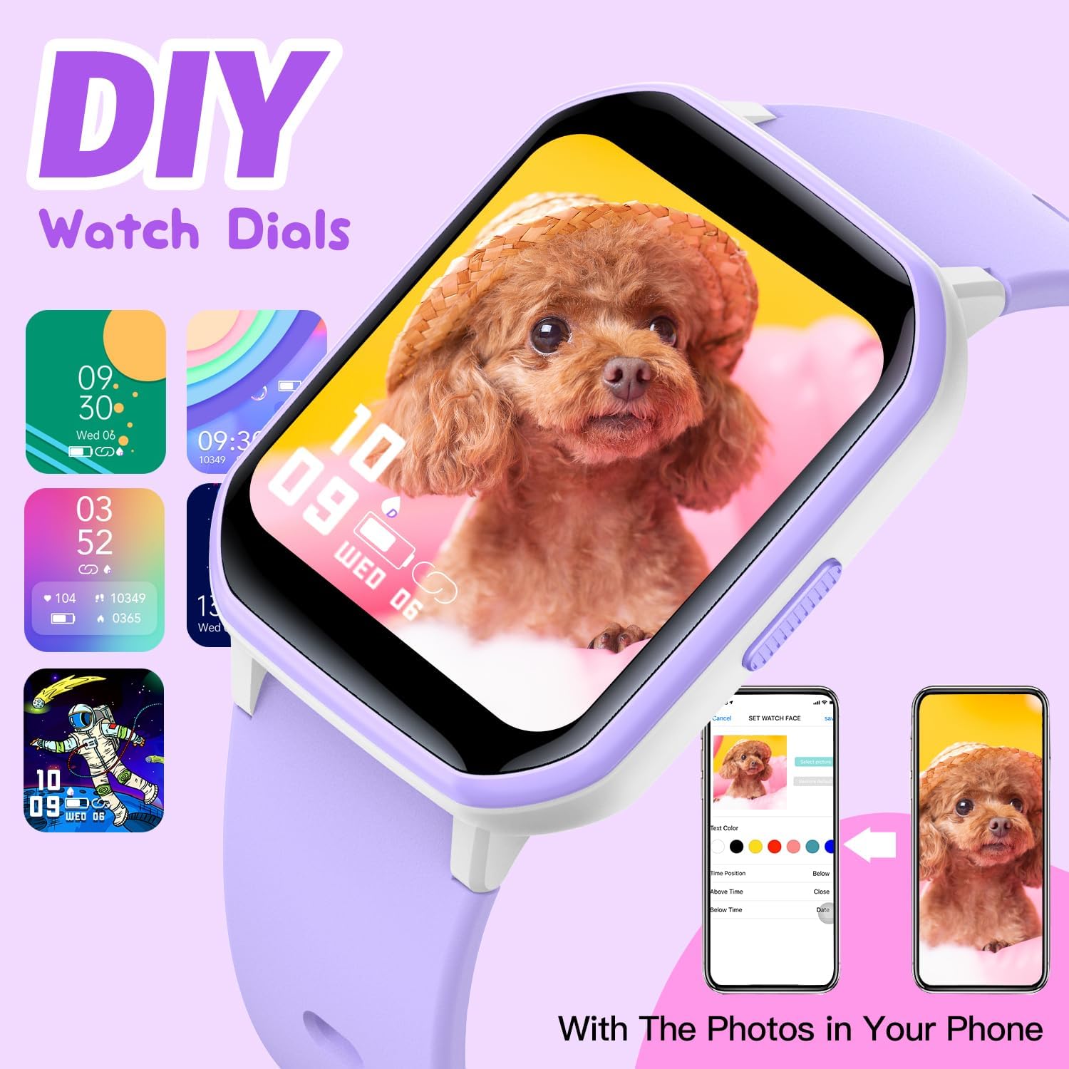 Kids Smart Watch Purple Fitness Tracker 19 Sport Modes