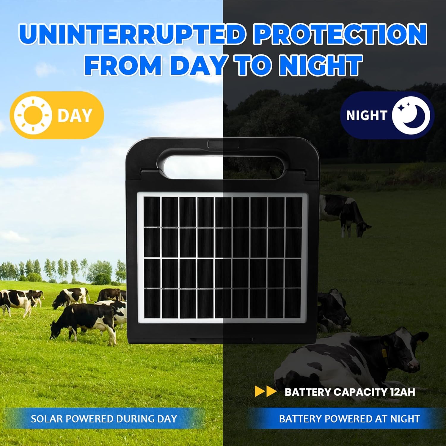 5KM Solar Electric Fence Charger 0.5J IP55 Energizer Kit