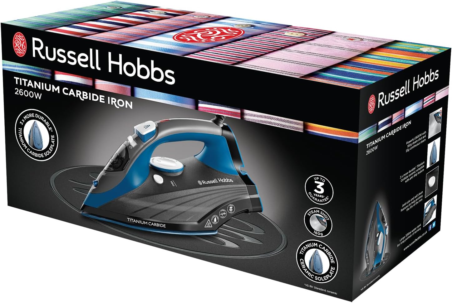 2600W Steam Iron 160g Steam Shot Titanium Ceramic Soleplate 330ml Tank