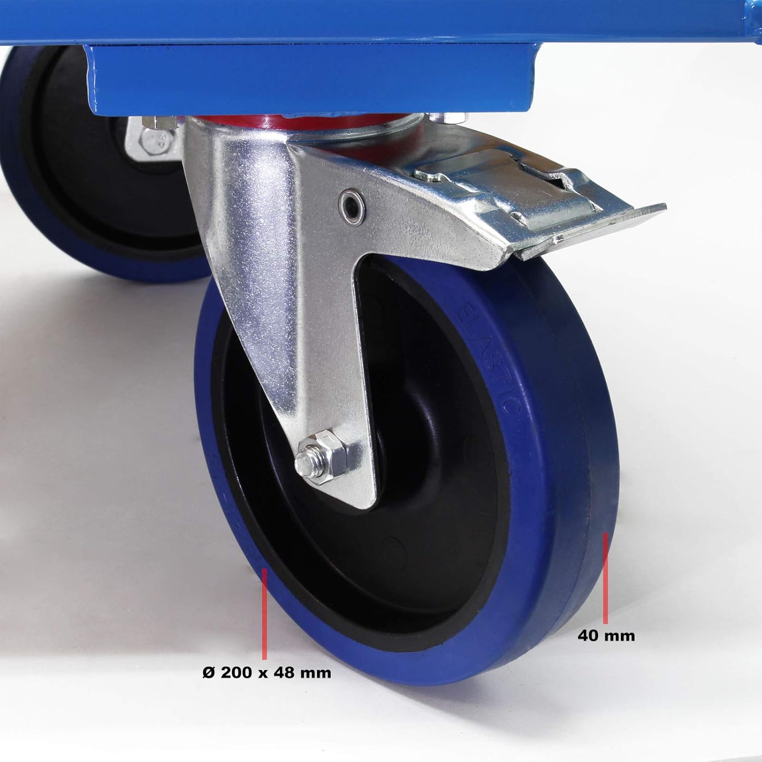 600KG Platform Transport Trolley 100x60cm Brake Wheels