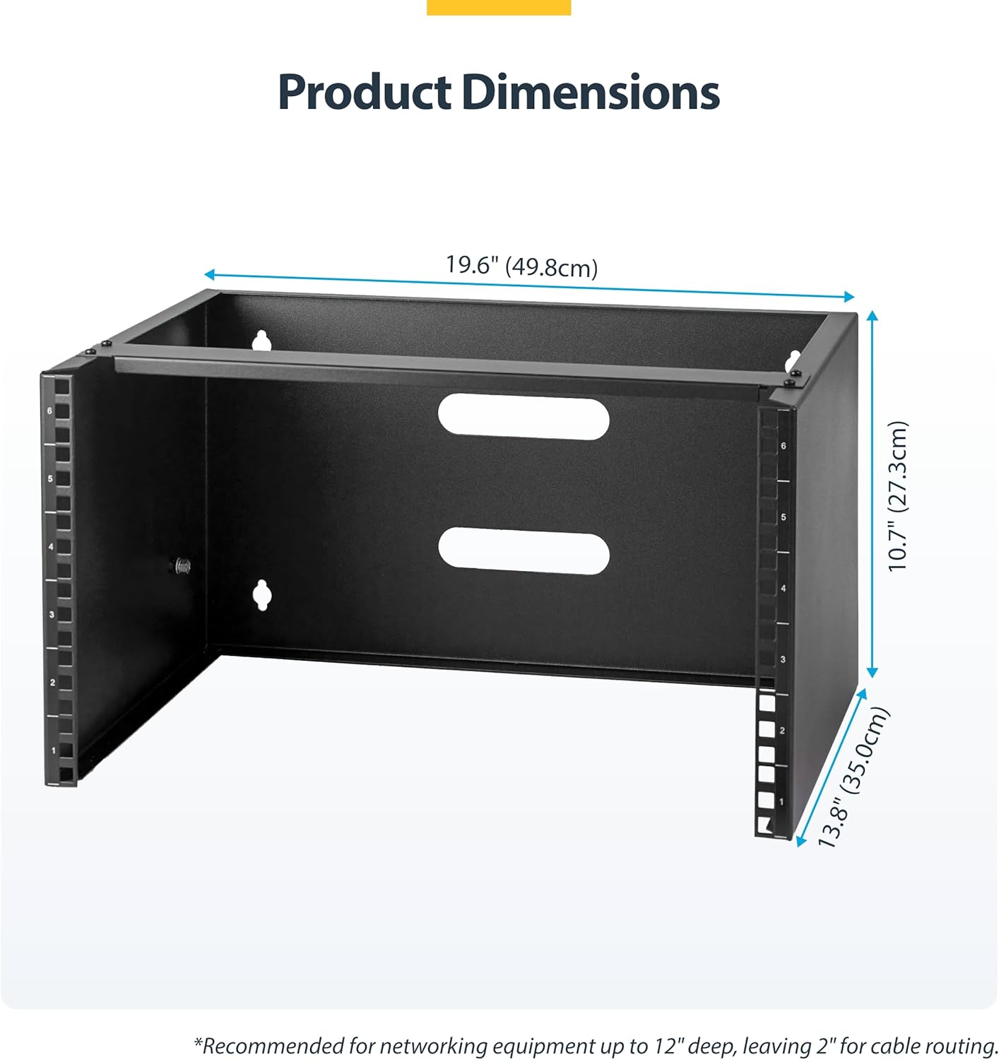 6U Wall Mount Network Rack 19 Inch Low Profile Steel Bracket