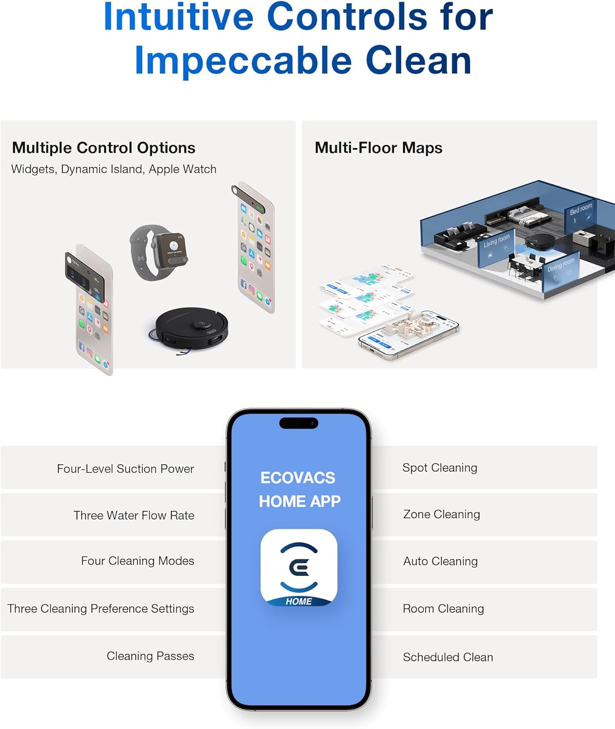 Robot Vacuum Mop 20000Pa Self Empty Auto Wash Smart Clean