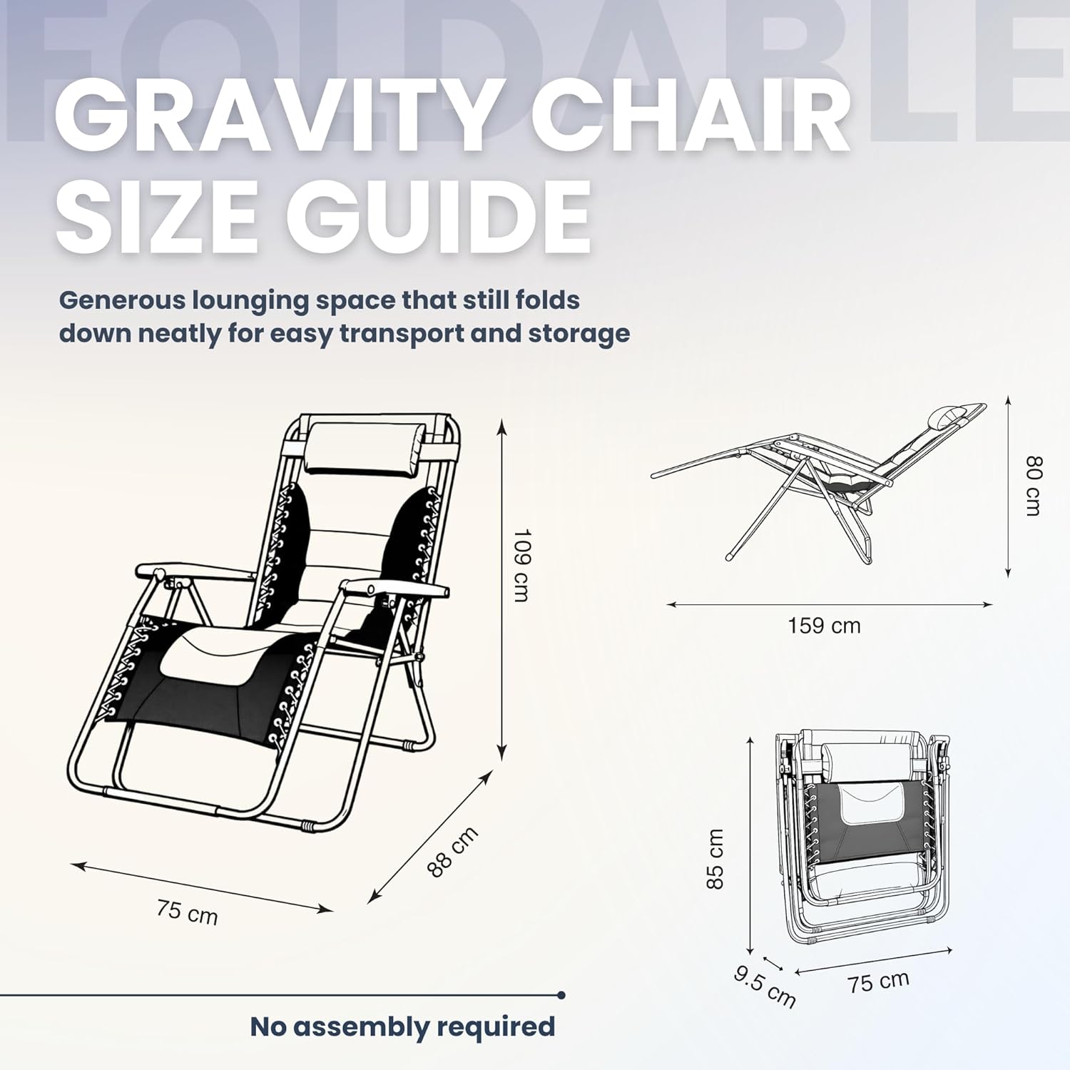 Zero Gravity Chairs Set of 2 Padded Reclining Sun Loungers