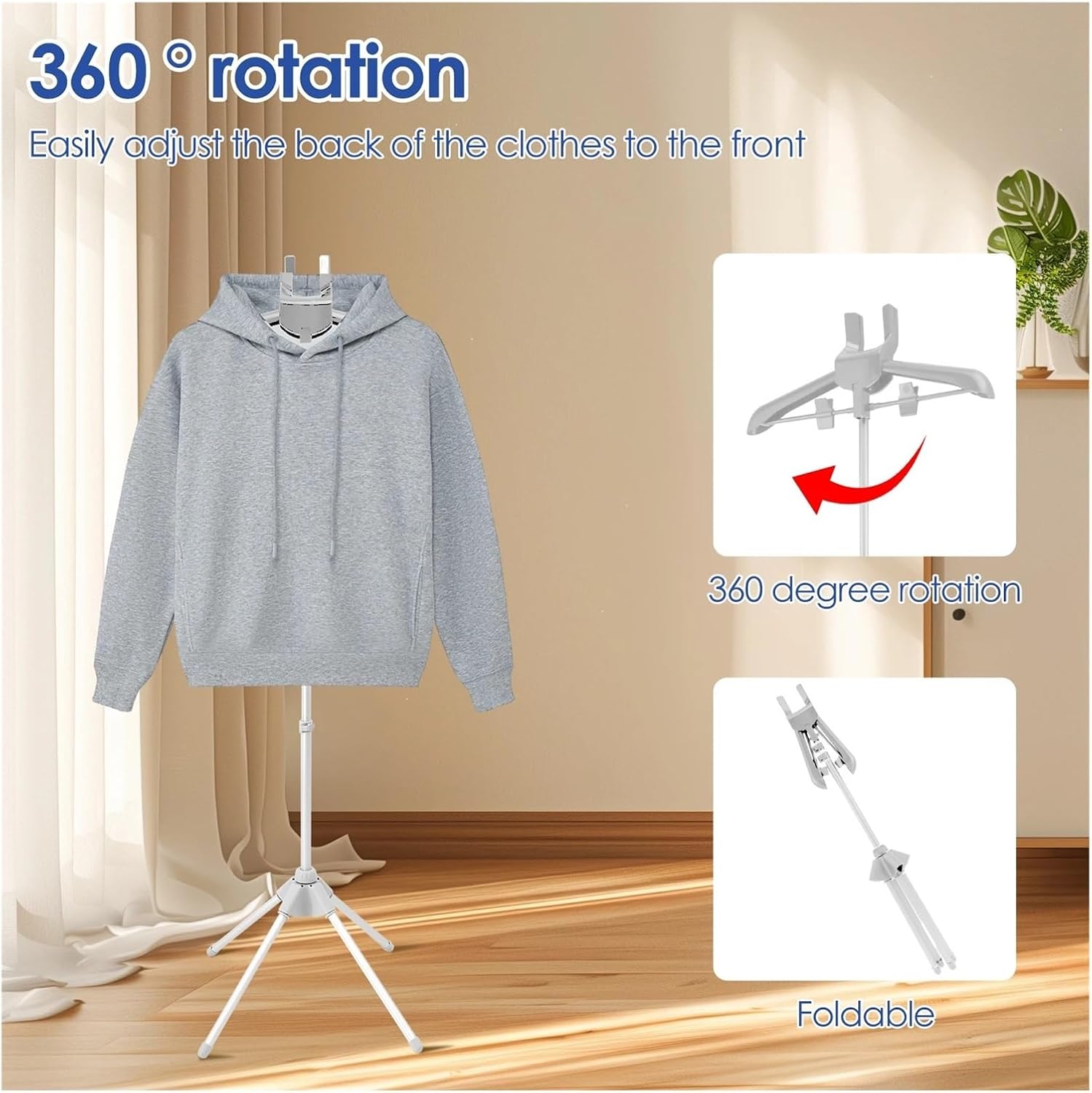 Portable Clothes Steamer Stand Adjustable Folding Garment Rack