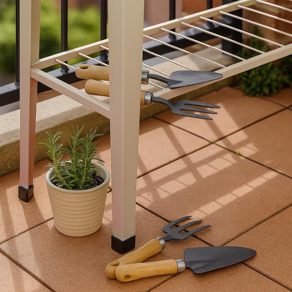 Raised Garden Bed with Legs Shelf Metal Planter Ivory 95cm