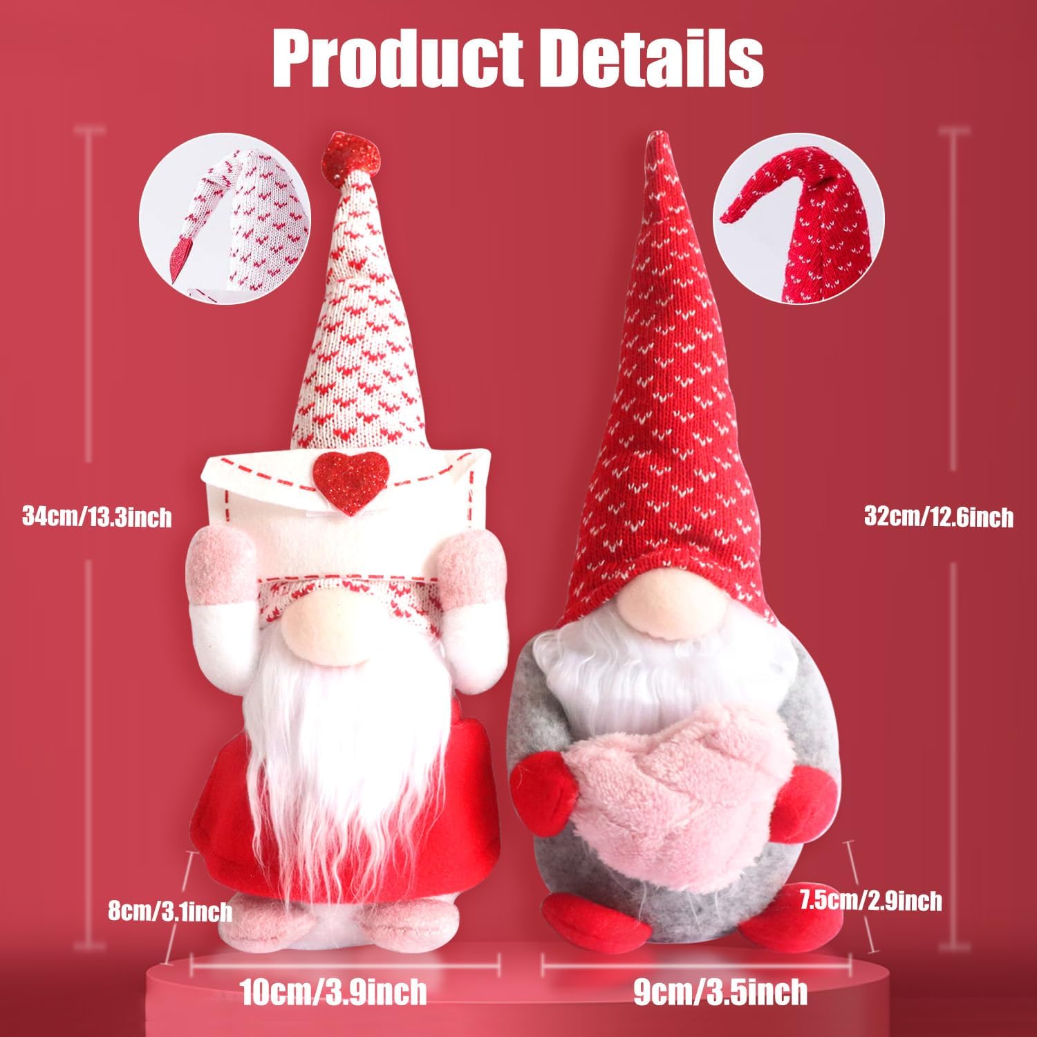 Valentines Gnome Plush Dolls Set Mr and Mrs Table Decor Gift