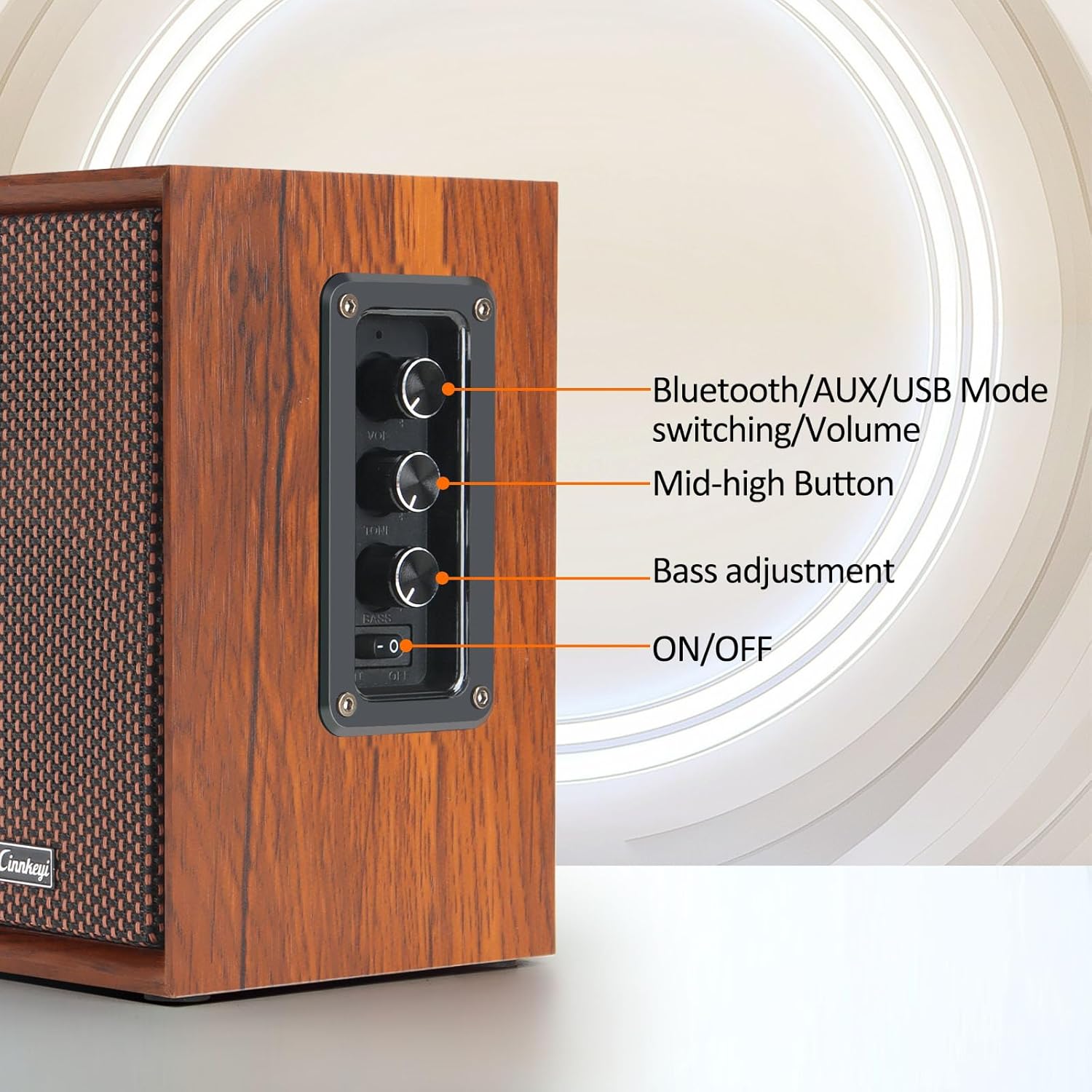 40W Bluetooth Bookshelf PC Speakers Wooden Stereo Bass USB AUX