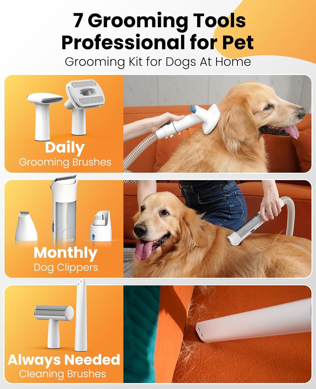 Pet Grooming Vacuum 13000Pa 3L Dog Clipper Kit Low Noise