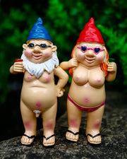 Funny Naughty Garden Gnomes Set Resin Rude Couple Ornament Decor