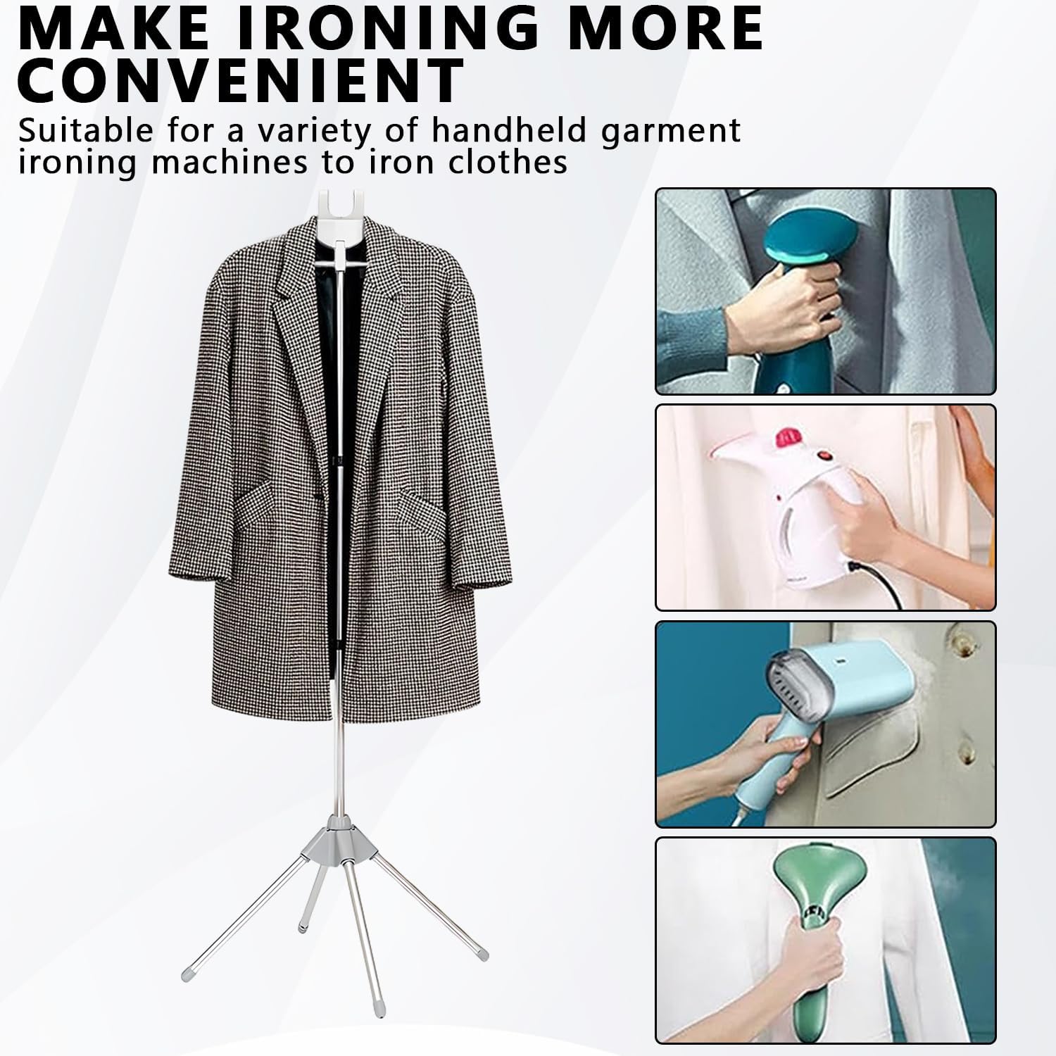 Garment Steamer Stand Adjustable Clothes Hanger 360 Rotating Foldable
