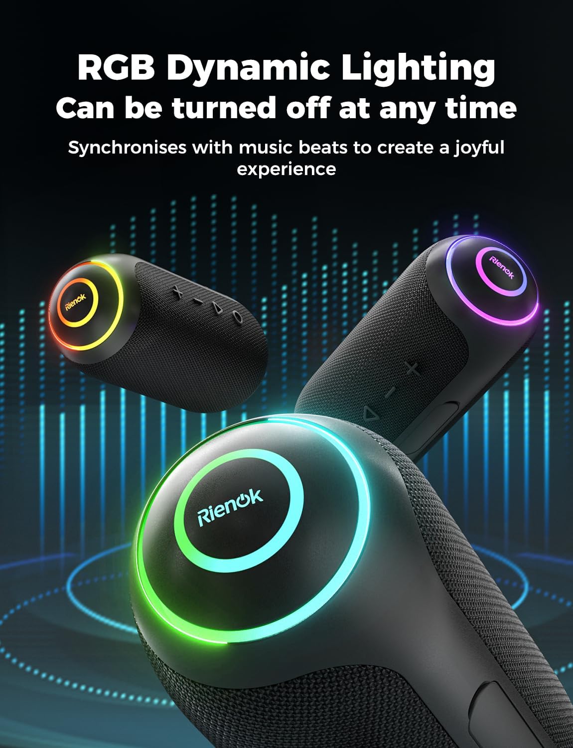 40W Portable Bluetooth Speaker IPX7 Waterproof 30H RGB TWS