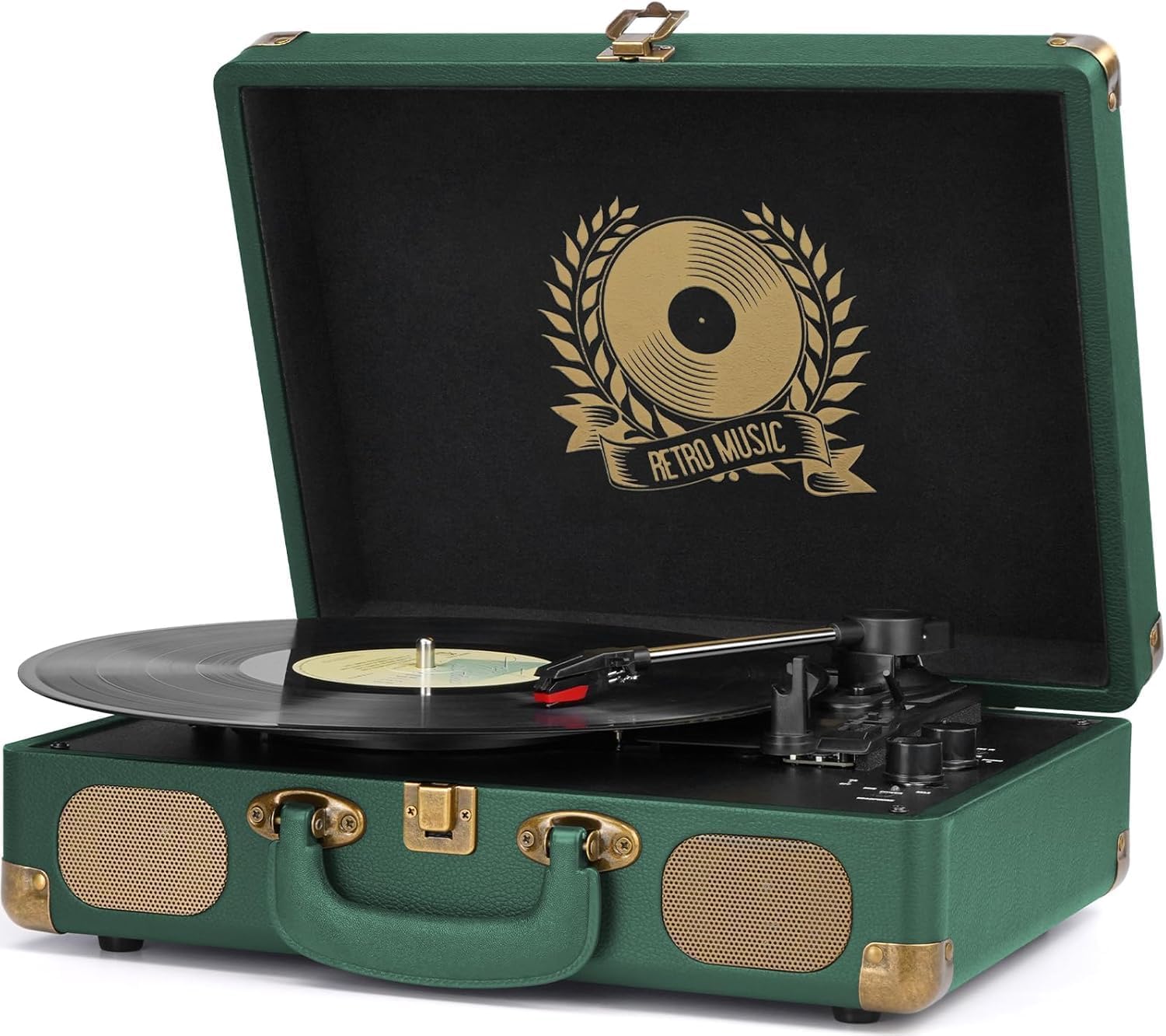 3-Speed Bluetooth Vinyl Record Player Portable Suitcase Turntable