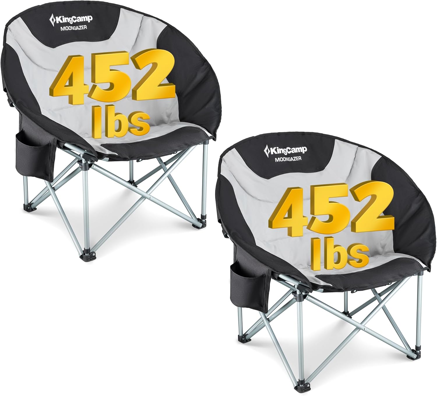 Moon Camping Chairs Set of 2 XXL Padded Folding Seats