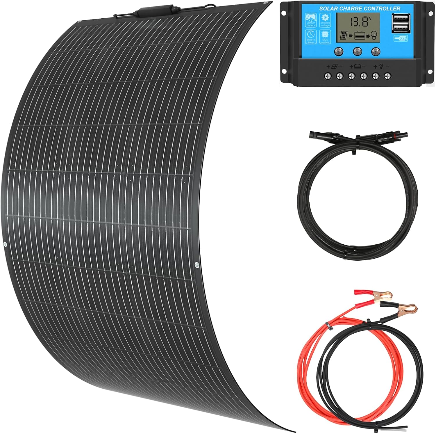 100W Flexible Solar Panel Kit 10A Controller RV Boat 12V