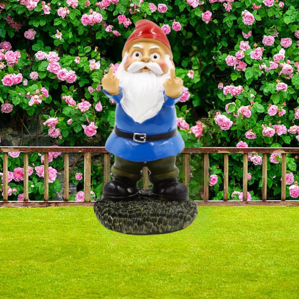 Funny Garden Gnome Middle Finger Statue Naughty Outdoor Decor