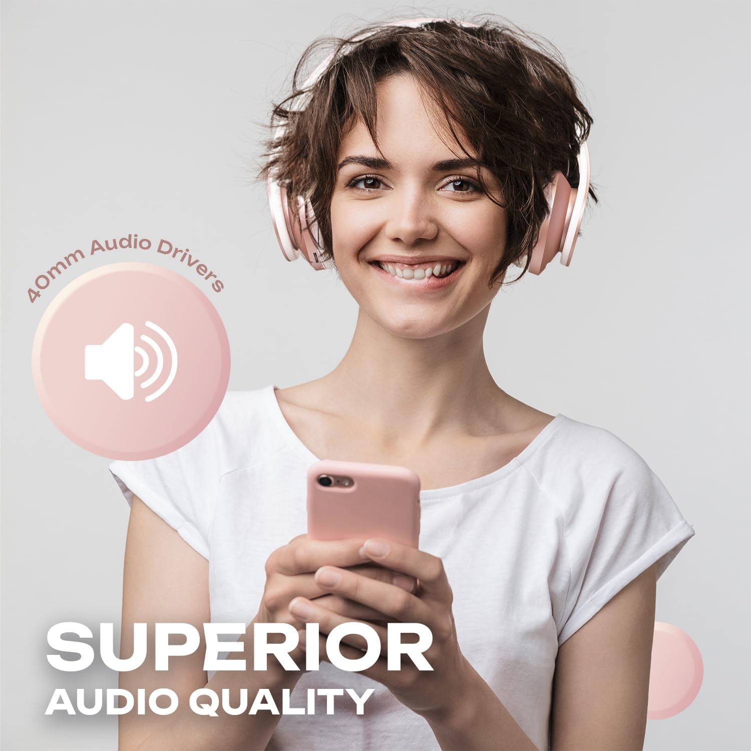 Bluetooth Over Ear Headphones Foldable Wireless Mic Case