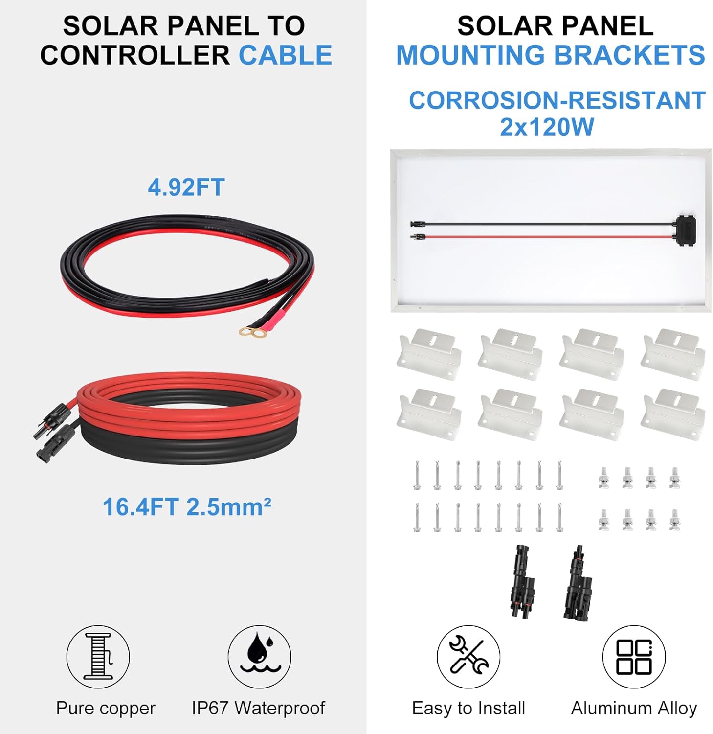 240W Solar Panel Kit MPPT 12V RV Boat Camping Set