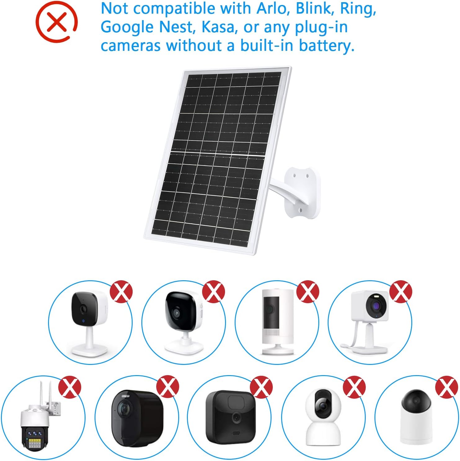 13W Solar Panel Camera Charger USB C IP65 10FT Cable