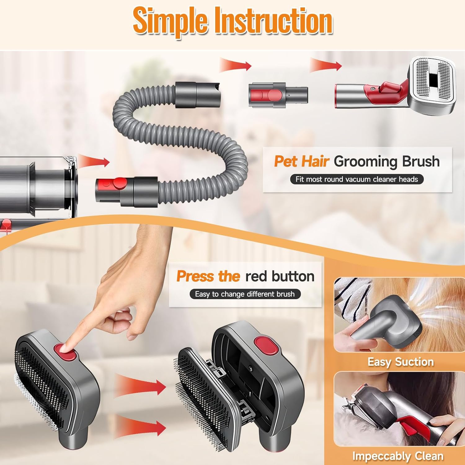 Pet Grooming Vacuum Attachment Kit for V7 V8 V10 V11 V15 6 Pack
