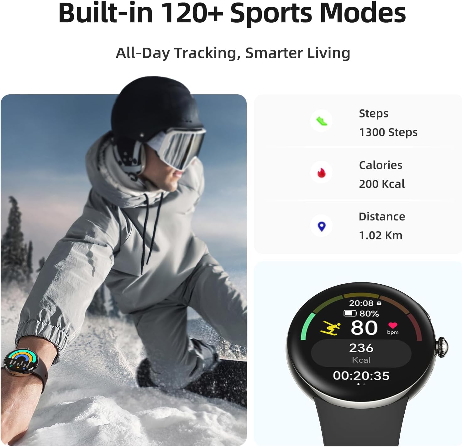 AMOLED Smart Watch Bluetooth Call Fitness Tracker with 2 Bands