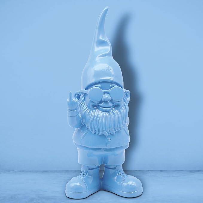 Swearing Gnome Statue Blue 20cm Funny Home Decor Figurine