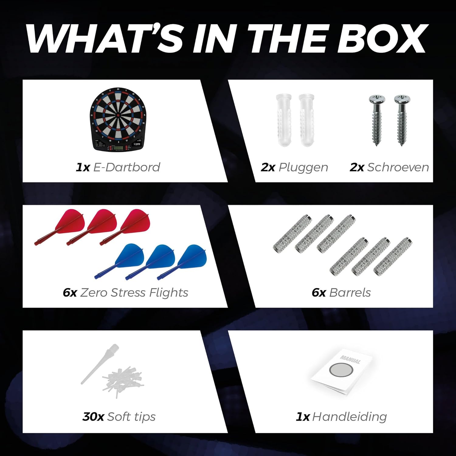 Electronic Dartboard Soft Tip 32 Games 590 Modes 6 Darts Compact