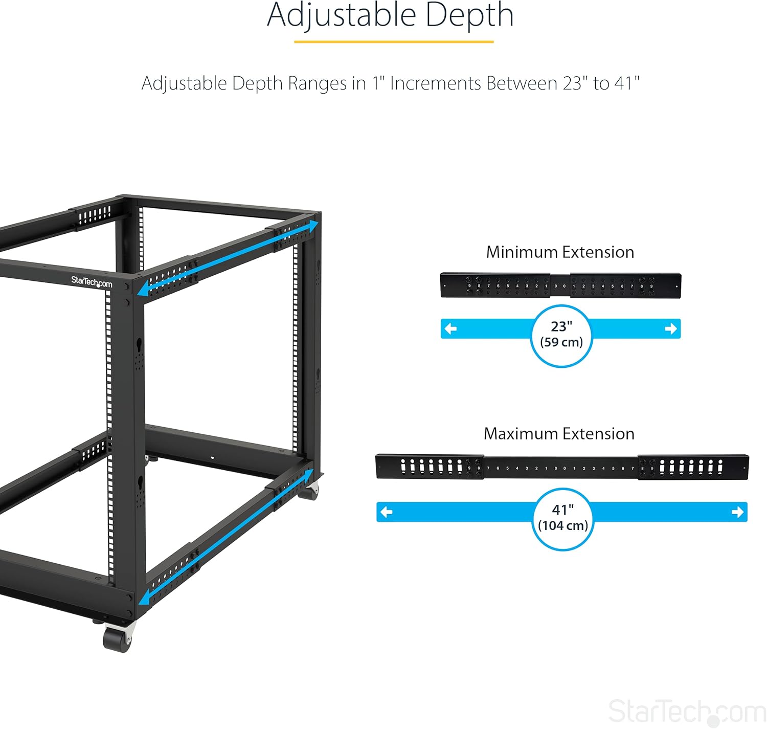 42U Mobile Open Frame Server Rack 4 Post with Wheels