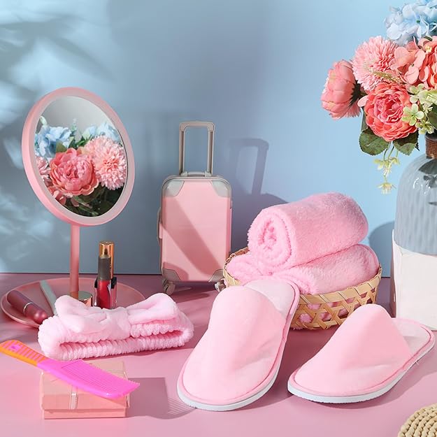 Kids Spa Party Supplies Set 24PCS Slippers Towels Headbands