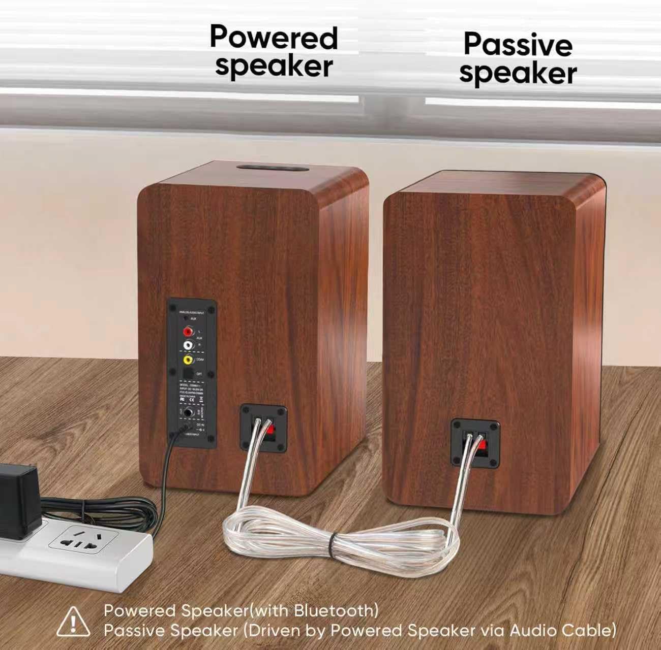 Active Bookshelf Speakers 80W Bluetooth 5.3 Optical Turntable