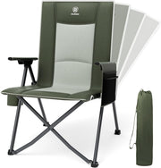 Reclining Camping Chair Heavy Duty Foldable 350lb Green