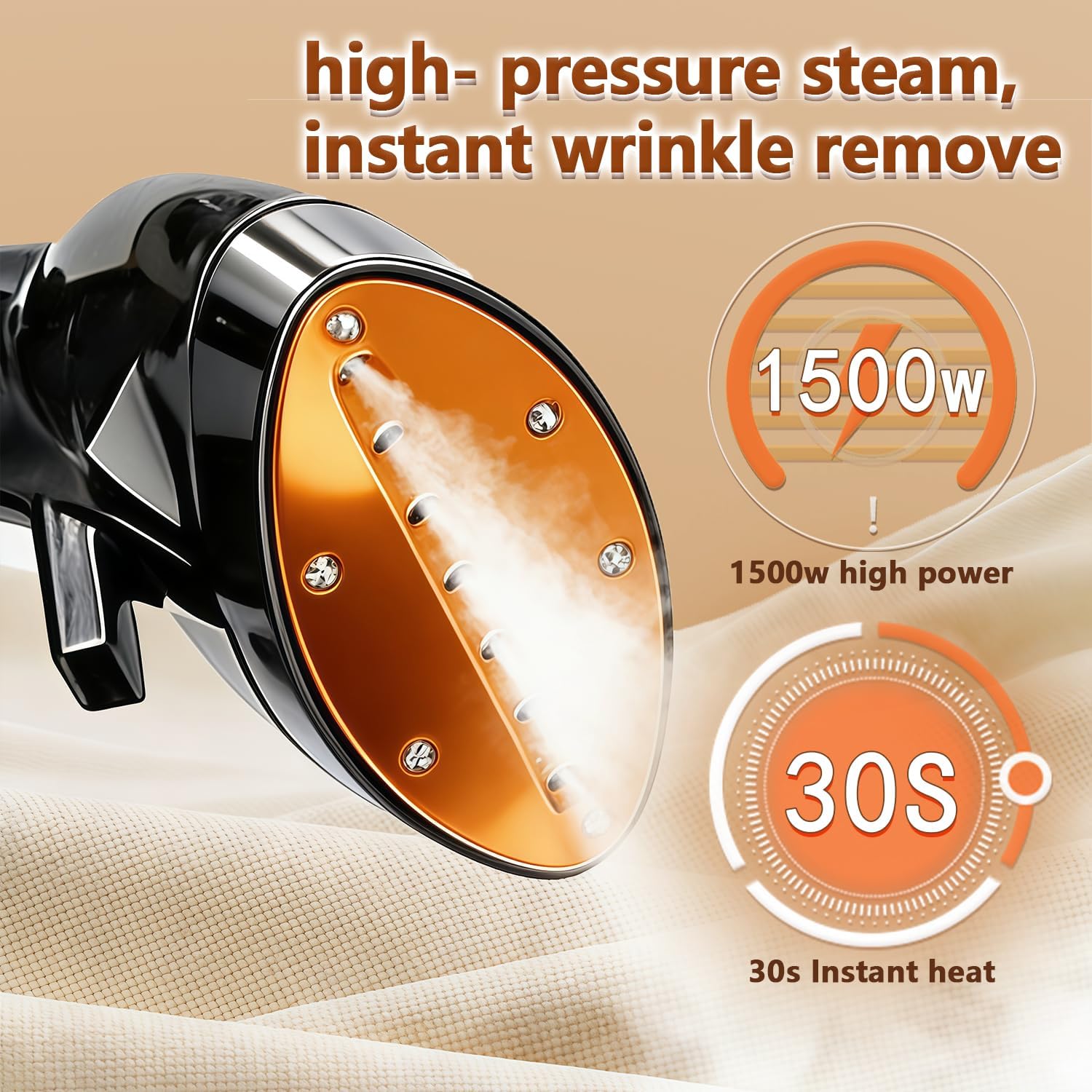 Upright Garment Steamer 2000W 2.4L Tank 90min Steam Wheels