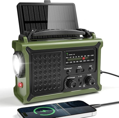 Wind Up Emergency Radio Solar Hand Crank 12000mAh AM FM SOS