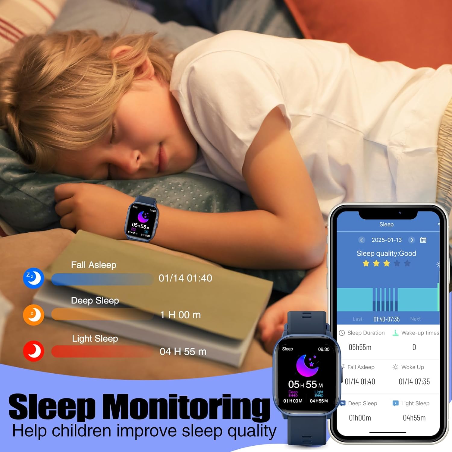 Kids Activity Smart Watch 19 Sports Heart Rate