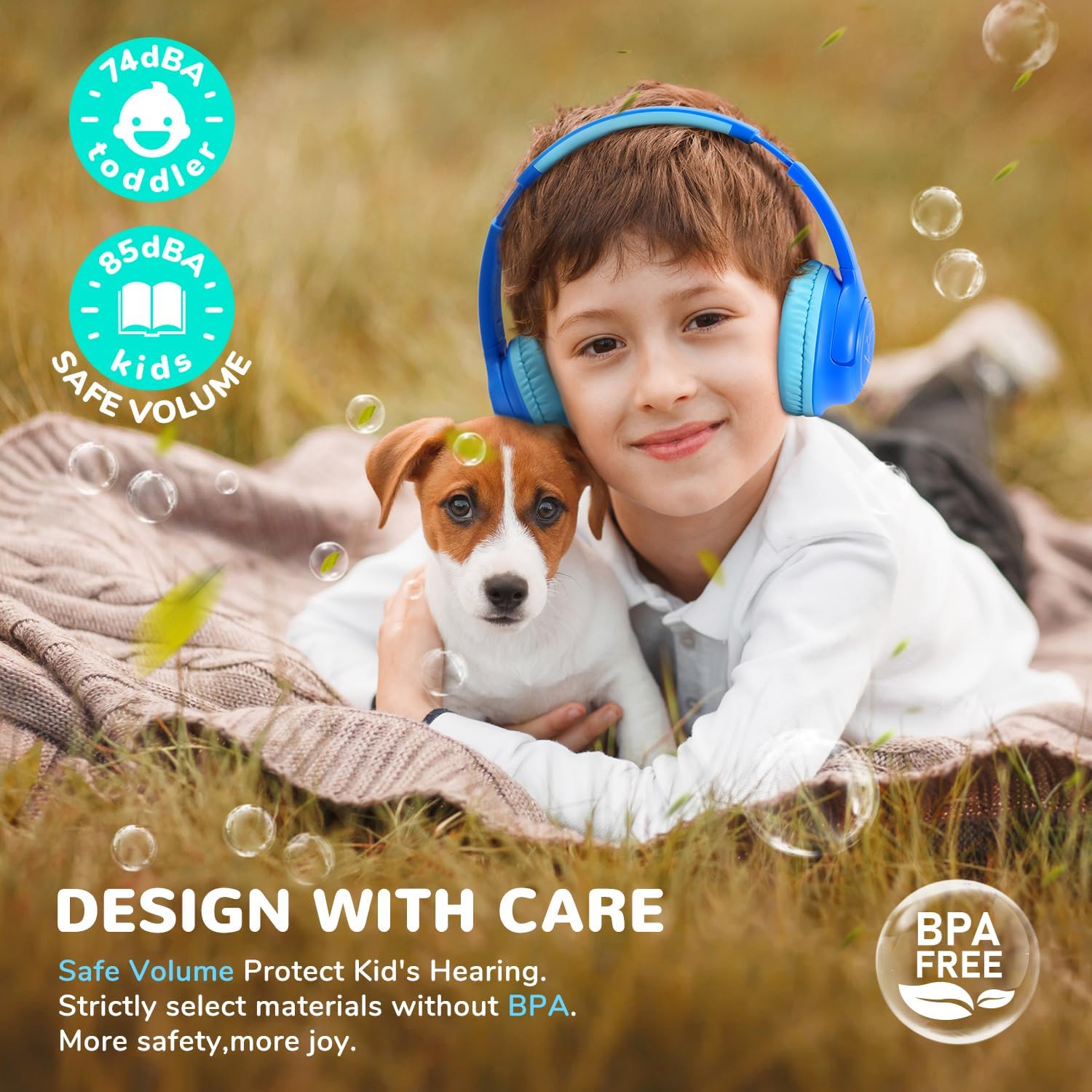 Kids Bluetooth Headphones LED Lights 43H Playtime Volume Limit