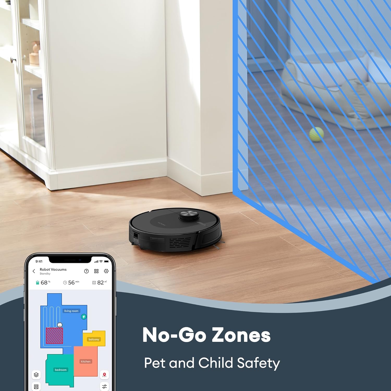 Robot Vacuum Mop 5000Pa LiDAR Mapping App Voice Control Pet Hair
