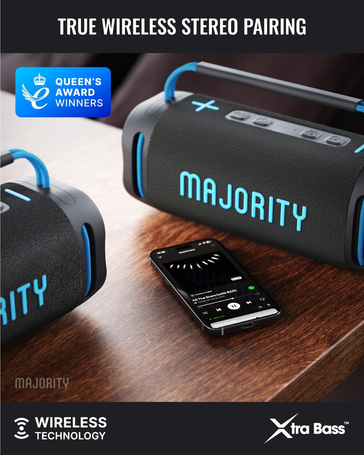 70W Portable Bluetooth Speaker IP67 Waterproof 30H LED Lights