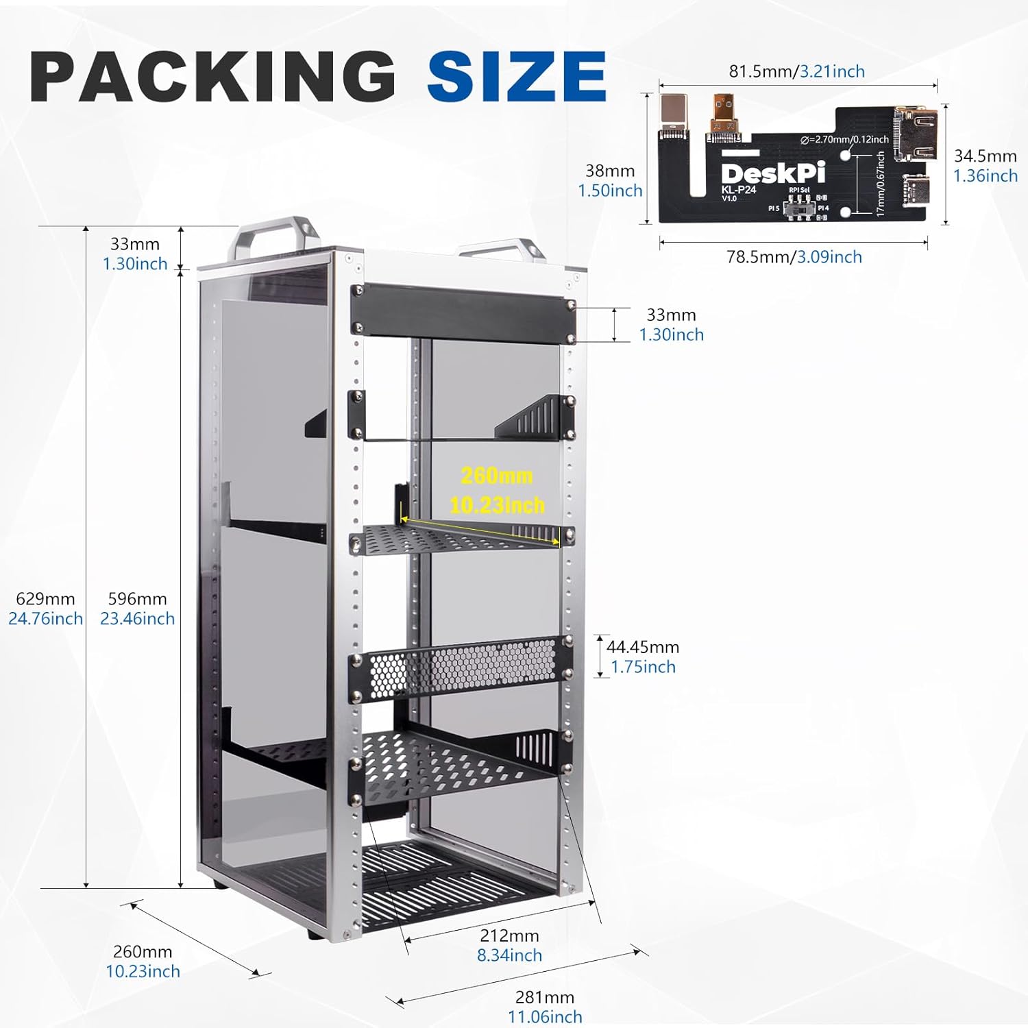 10in 12U Mini Server Rack Cabinet Aluminium Desktop AV NAS