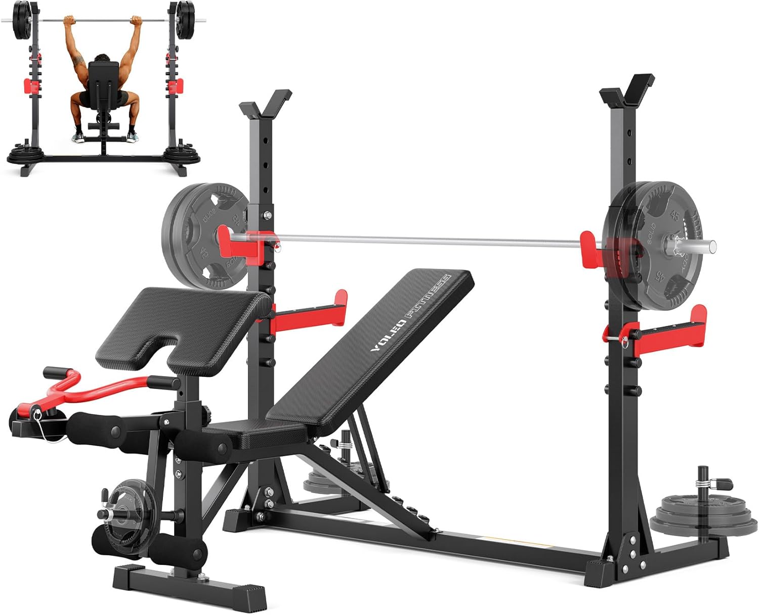 10 In 1 Adjustable Weight Bench Squat Rack Leg Press Home Gym