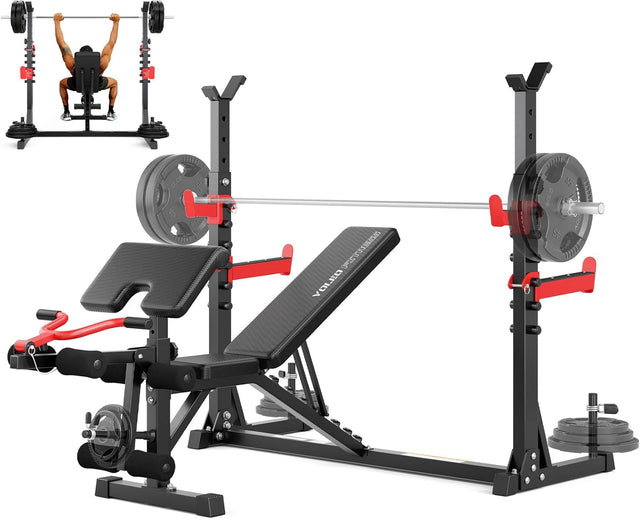 10 In 1 Adjustable Weight Bench Squat Rack Leg Press Home Gym