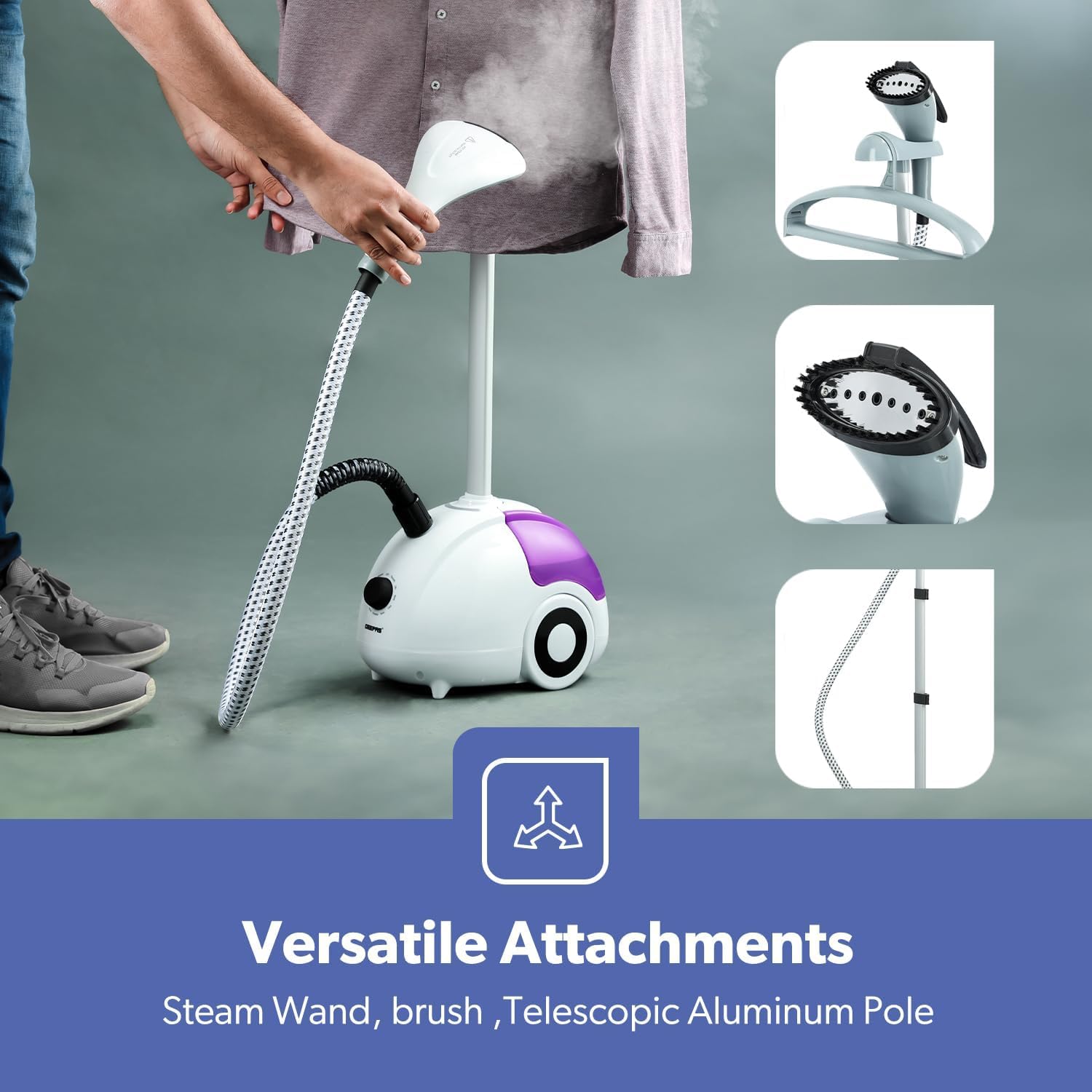 2000W Upright Garment Steamer 1.8L Tank 11 Modes 50 Min Steam