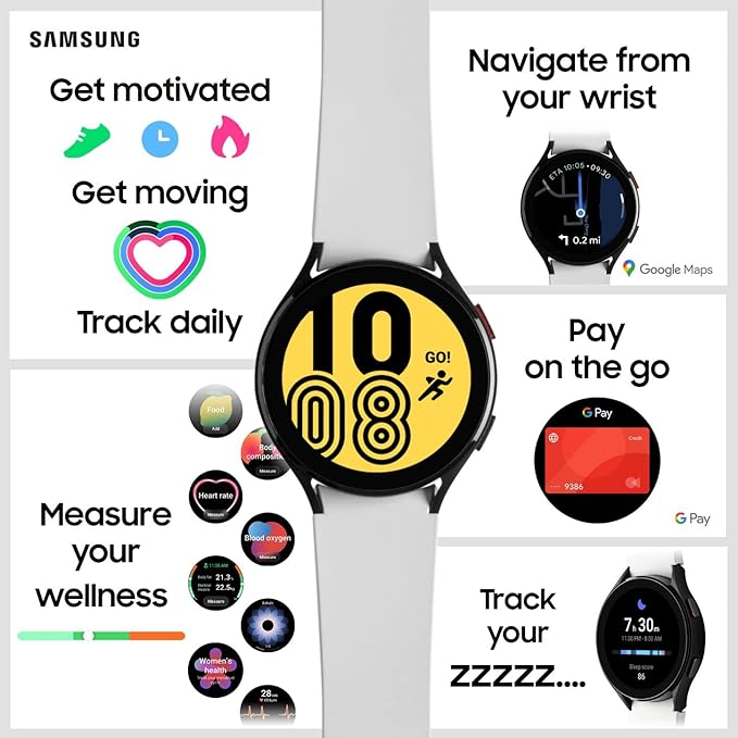 44mm Smart Watch Health Fitness Tracker Bluetooth Black