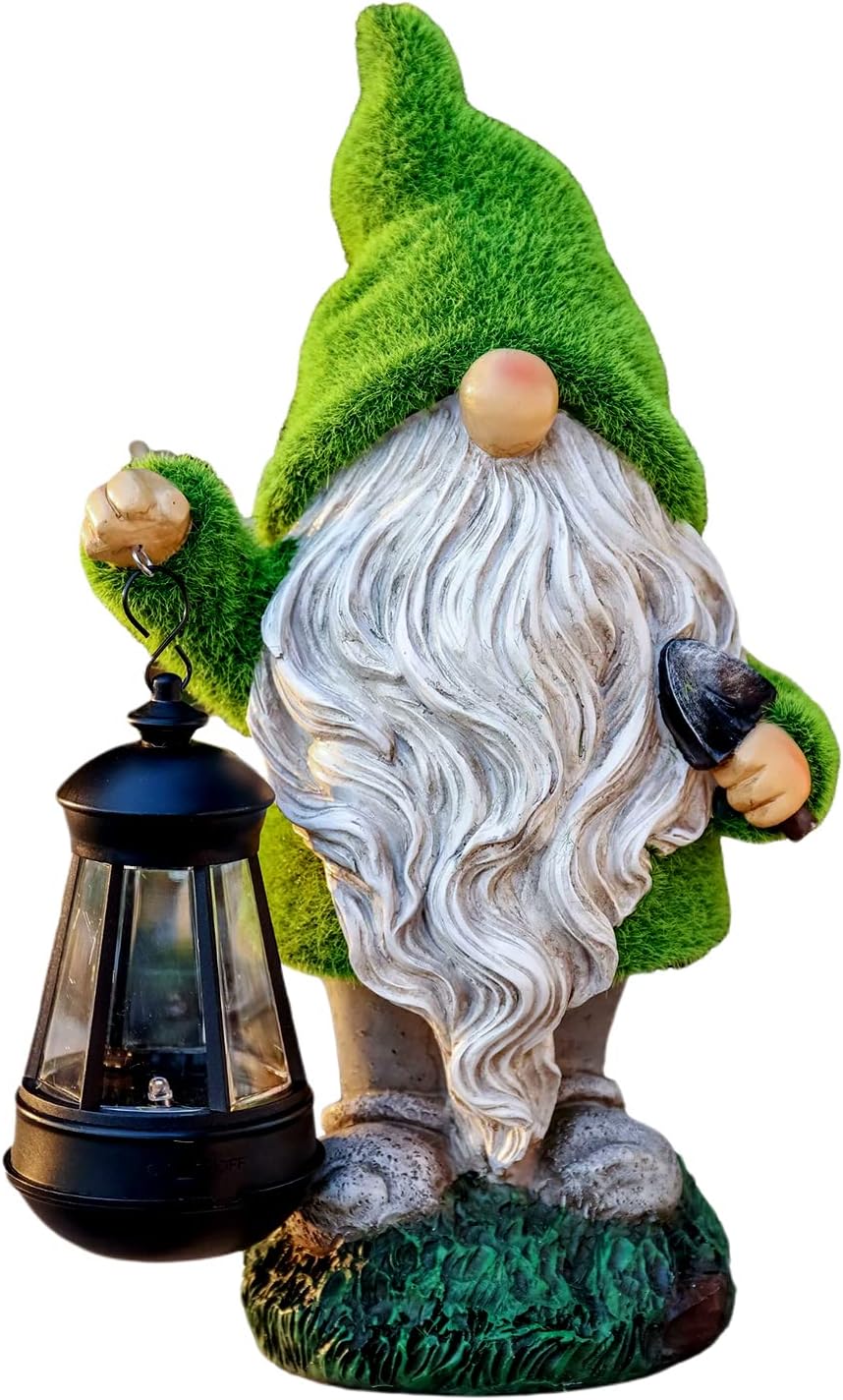 Solar Gonk Garden Ornament LED Lantern Waterproof Resin 30.5cm
