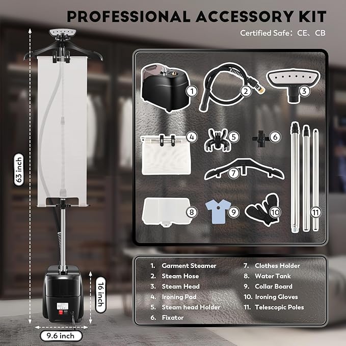 Professional Standing Garment Steamer 1500W 70min Fast Heat