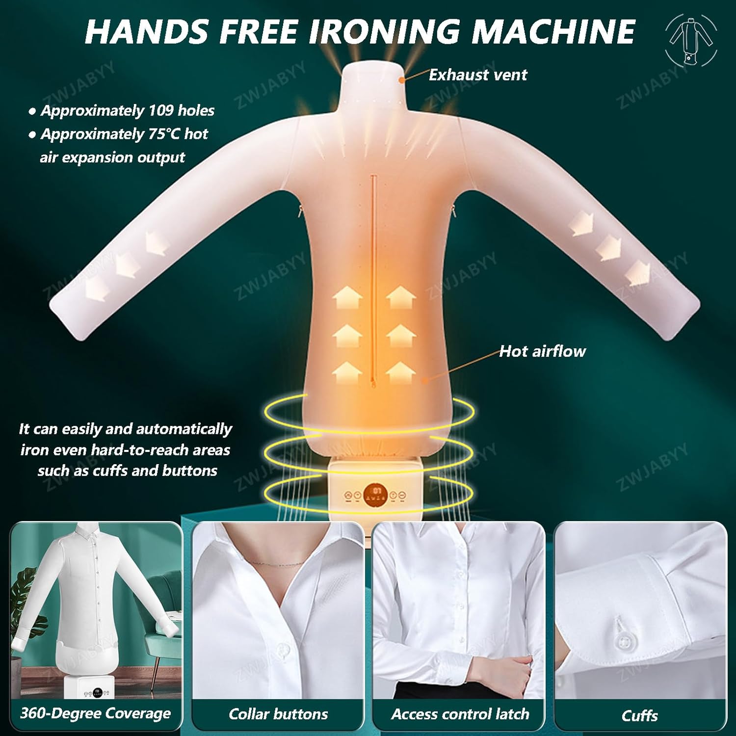 Automatic Garment Steamer Dryer Hands Free Wrinkle Remover Portable