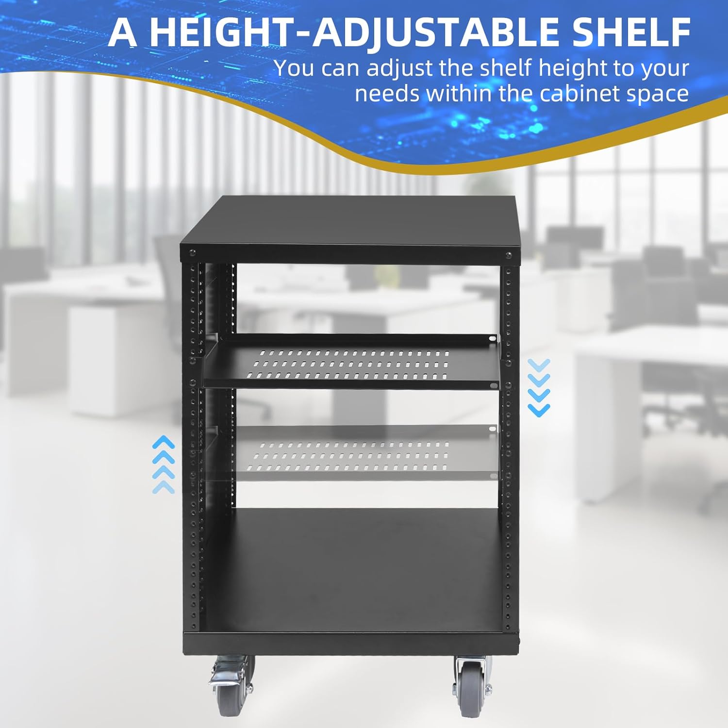 12U Server Rack with Wheels 19 Inch Heavy Duty AV Stand